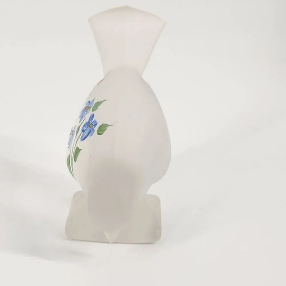 Frosted Glass‎ Sparrow Bird Hand Painted Flowers Small Figurine